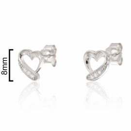 PENDIENTE PLATA RODIADA 925 CORAZÓN CIRCONITAS 8MM