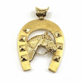 HERRADURA ORO 18KT CABALLO D50X40MM ASA SILLA MONTAR D12X11MM PESO G31G